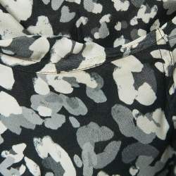 Pre Owned Saint Laurent Paris Black Leopard Printed Silk Short Sleeve Shirt S