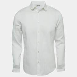 Pre Owned Saint Laurent White Striped Cotton Shirt L