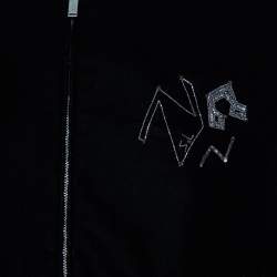 Pre Owned Saint Laurent Paris Black Embellished Velvet Contrast Rib Detail Bomber Jacket M