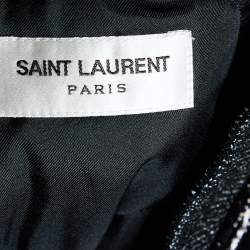 Pre Owned Saint Laurent Paris Black Metallic Lame Bomber Jacket M