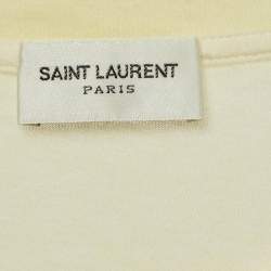 Pre Owned Saint Laurent Light Yellow Logo Print Cotton Relaxed Fit T-Shirt M