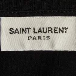 Saint Laurent Black Logo Print Cotton Half Sleeve T-Shirt M