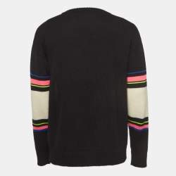 Saint Laurent Black/Multicolor Dinosaur Intarsia Wool Sweater XL