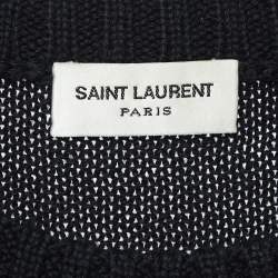 Saint Laurent Black Dinosaur Striped Wool Knit Sweater M