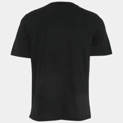 Pre Owned Saint Laurent Paris Logo Print Cotton Raw Back Hem T-Shirt S