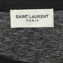 Pre Owned Saint Laurent Paris Logo Print Cotton Raw Back Hem T-Shirt S