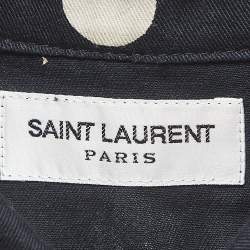 Pre Owned Saint Laurent Polka Dots Cotton Slim Western Shirt XS