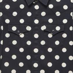 Pre Owned Saint Laurent Polka Dots Cotton Slim Western Shirt XS