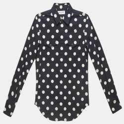 Pre Owned Saint Laurent Polka Dots Cotton Slim Western Shirt XS
