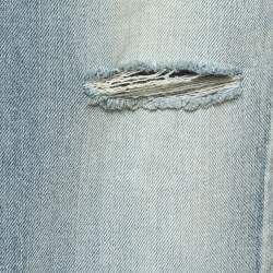 Pre Owned Saint Laurent Blue Ripped Denim Slim Fit Jeans M Waist 34''