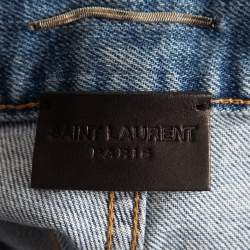 Pre Owned Saint Laurent Blue Ripped Denim Slim Fit Jeans M Waist 34''