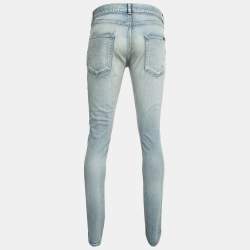 Pre Owned Saint Laurent Blue Ripped Denim Slim Fit Jeans M Waist 34''