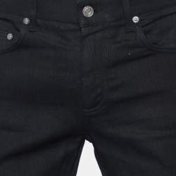 Saint Laurent Black Denim & Leather Skinny Biker Jeans XXL/Waist 37" 