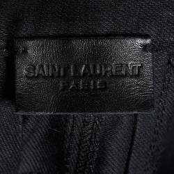 Saint Laurent Black Denim & Leather Skinny Biker Jeans XXL/Waist 37" 
