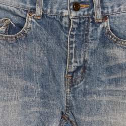 Pre Owned Saint Laurent Paris Blue Denim Distressed Skinny Jeans S/Waist 31"