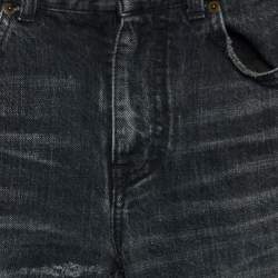 Pre Owned Saint Laurent Paris Black Denim Distressed Skinny Jeans S/Waist 31"