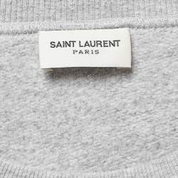 Saint Laurent Paris Grey Peanuts Print Cotton Sweatshirt M 