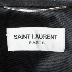 Saint Laurent Paris Black Leather Zipper Detail Riders Jacket XL