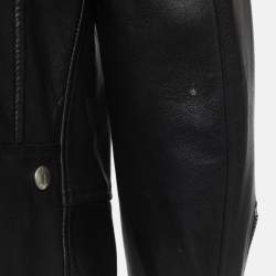 Saint Laurent Paris Black Leather Zipper Detail Riders Jacket XL