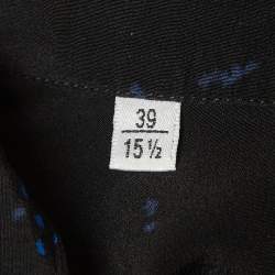 Pre Owned Saint Laurent Paris Noir Blue Confetti Hibiscus Silk Shirt M
