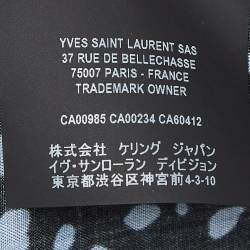 Saint Laurent Black & Blue Abstract Print Crepe Shirt M