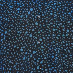 Saint Laurent Black & Blue Abstract Print Crepe Shirt M
