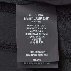 Pre Owned Saint Laurent Black Striped Cotton Embellished Shirt M