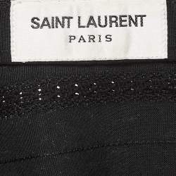 Pre Owned Saint Laurent Black Striped Cotton Embellished Shirt M