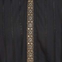 Pre Owned Saint Laurent Black Striped Cotton Embellished Shirt M
