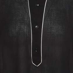 Saint Laurent Paris Black Wool Half Placket Shirt S