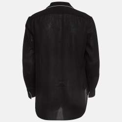 Saint Laurent Paris Black Wool Half Placket Shirt S
