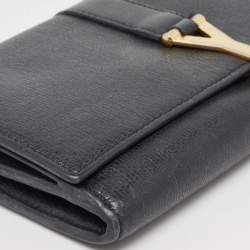 Saint Laurent Black Leather Classic Y Flap Continental Wallet