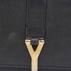 Saint Laurent Black Leather Classic Y Flap Continental Wallet