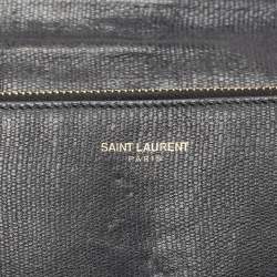 Saint Laurent Black Leather Classic Y Flap Continental Wallet