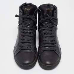 Saint Laurent Black Leather High Top Sneakers Size 43