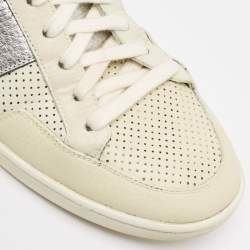 Saint Laurent Paris White Perforated Leather High Top Sneakers Size 43