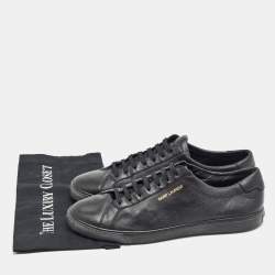 Pre Owned Saint Laurent Black Leather Court Classic Lace Up Sneakers Size 47