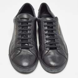 Pre Owned Saint Laurent Black Leather Court Classic Lace Up Sneakers Size 47