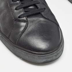 Pre Owned Saint Laurent Black Leather Court Classic Lace Up Sneakers Size 47