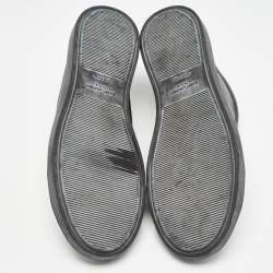 Pre Owned Saint Laurent Black Leather Court Classic Lace Up Sneakers Size 47