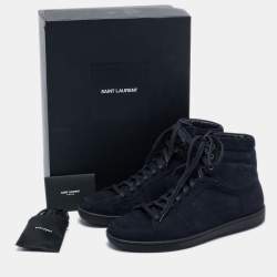 Pre Owned Saint Laurent Paris Blue Suede High Top Sneakers Size 43