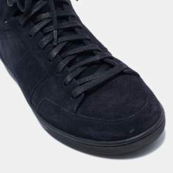 Pre Owned Saint Laurent Paris Blue Suede High Top Sneakers Size 43