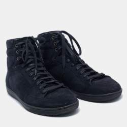 Pre Owned Saint Laurent Paris Blue Suede High Top Sneakers Size 43