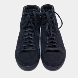 Pre Owned Saint Laurent Paris Blue Suede High Top Sneakers Size 43