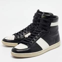 Saint Laurent Black/White Leather Court Classic High Top Sneakers Size 43