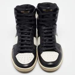 Saint Laurent Black/White Leather Court Classic High Top Sneakers Size 43