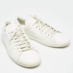 Pre Owned Saint Laurent White Leather Lace Up Sneakers 45