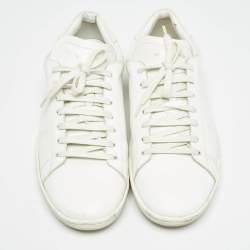 Pre Owned Saint Laurent White Leather Lace Up Sneakers 45