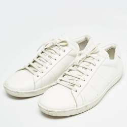 Pre Owned Saint Laurent White Leather Lace Up Sneakers 45