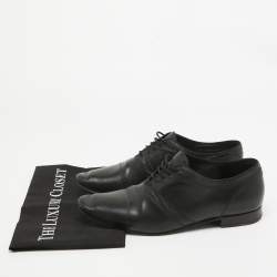 Saint Laurent Black Lizard Embossed and Leather Lace Up Oxfords Size 42